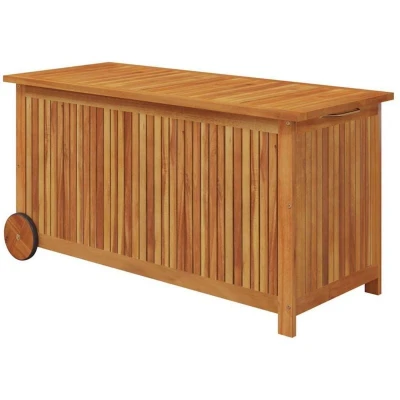 Image of vidaXL Garden Storage Box with Wheels 113x50x58 cm Solid Wood Acacia