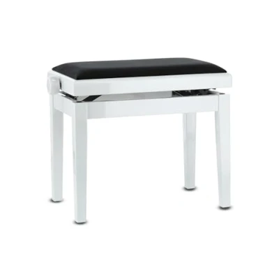 Image of GEWA Piano bench deluxe white gloss (smooth height adjustment via precise scissor mechanism, made quality solid wood, durable and robust, high breaking load), velour