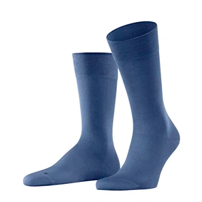 Image of FALKE Men&#039;s Sensitive Malaga M SO Cotton With Soft Tops 1 Pair Socks, Blue (Sapphire 6055) new eco friendly, 5.5 8