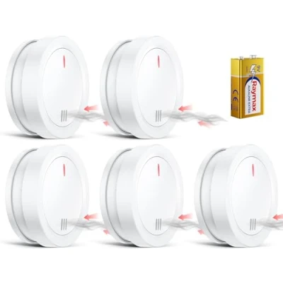 Image of Photoelectric Smoke Alarm Detector LZ 1905, EN14604:2005 Certified, Timely Alarm, ≥85dB Sound, Durability 10 Years for DC 9V Battery Operated Fire 5 pcs