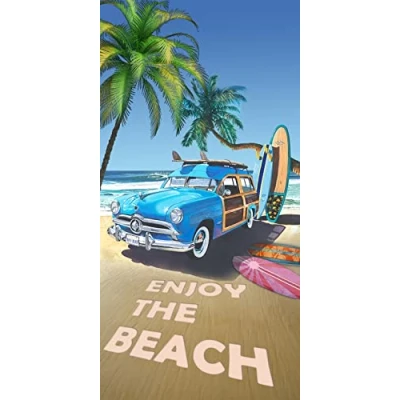 Image of Miracle Home. Enjoy The Beach Microfibre Towel, 100% Polyester, 95 x 175 cm 11758