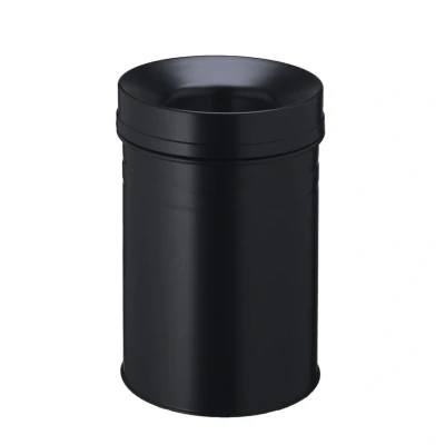 Image of Durable 15 Litre Waste Basket with Extinguishing Lid Black