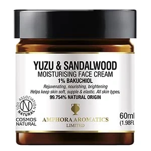 Image of Amphora Aromatics Yuzu &amp; Sandalwood Moisturising Face Cream with Bakuchiol 60ml Cosmos Natural