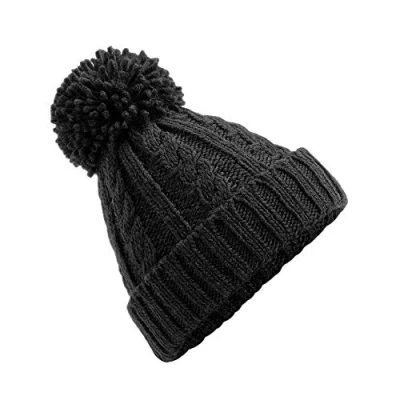 Image of Beechfield Cable Knit Melange Beanie Black