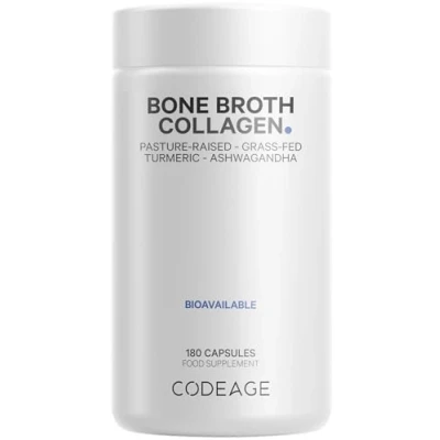 Image of Codeage Bone Broth Collagen Capsules Grass Fed Pasture Raised Chicken 180