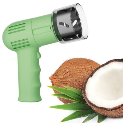 Image of MAWTUJZX Electric Coconut Opener, Opener Tool, Portable Reusable Stainless Steel Punching Shell Remover, Easy To Open, For Shop Restaurant Juice(Color:green)