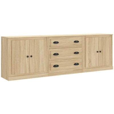Image of vidaXL Sideboards 3 pcs Sonoma Oak Engineered Wood