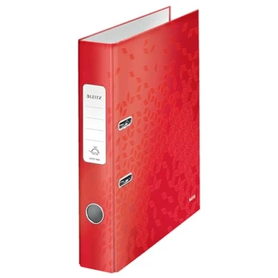 Image of Leitz Wow 180 Lever Arch File, Red A4 Folder, 50 mm Spine Width, 10060026