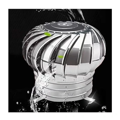 Image of fUfIzU Ventilation Chimney Cowl,Roof Turbine Ventilator,Stainless Steel Spinning Cowl Rotating Cap Spinner Anti Downdraught,200mm