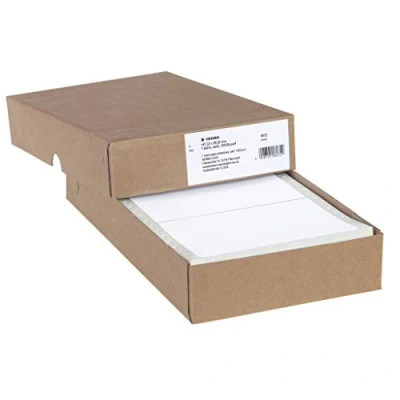 Image of HERMA Perforated Continuous Computer Labels, 147.32 x 99.2 mm, Single Track, 1000 Pieces, Self Adhesive, Labels with Guide Hole Edge, Matte, Blank Paper White