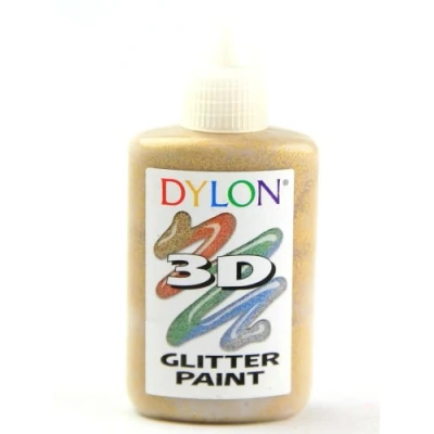 Image of Dylon 3D Fabric Paint Colour Fun Effects Glitter Gold 25ml Bottle