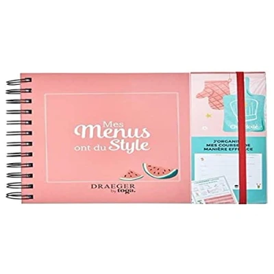 Image of Draeger Paris Menu Planner Kit “J&#039;organise mes Courses et Menus in french, pink, 12x18cm