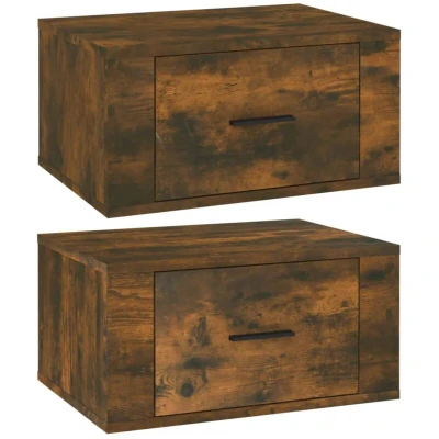 Image of vidaXL Wall mounted Bedside Cabinets 2 pcs Smoked Oak 50x36x25 cm