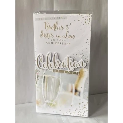 Image of For A Special Brother &amp; Sister In Law On Your Anniversary Celebration Of Love Wedding Card Champagne/Flutes/Words 3D/Foil Detail(PRELUDE47278)