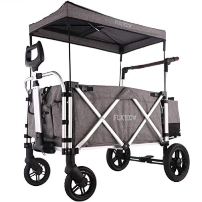Image of Fuxtec CTL900 Kids folding Wagon Versatile Foldable Handcart, Perfect for Family Outings, Durable &amp; Easy to Transport, 4 wheels Bollerwagen Design, PREMIUM GREY (Premium Grey)
