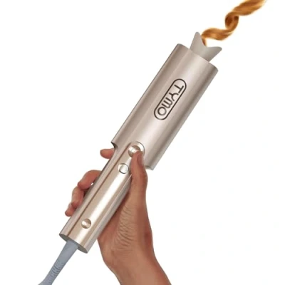 Image of TYMO Automatic Rotating Curling Iron CurlPro Plus Long Barrel Wand for Hair, Ceramic 1 Inch Hair Curler Women, Anti Scald, Tangle Free, 600M Ionic, Dual Voltage, Gold