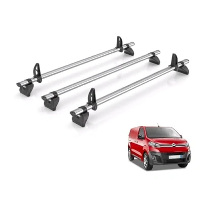 Image of Rhino Roof Rack for Peugeot Expert 2016+ [Only Fits Standard and Long Wheelbase Models] 3 Bars + Loadstops JC3FL/KLS2