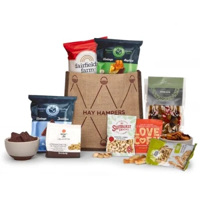 Image of Hay Hampers Vegetarian Savoury Snack Hamper Luxury Hamper, Gifts for Women &amp; Men, Gift Couples Parents