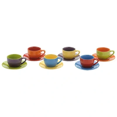Image of BIA International Set of 6 Harlequin Espresso Cups &amp; Saucers