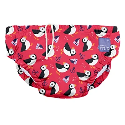 Image of Bambino Mio, Revolutionary Reusable Swim Nappy Pants for Babies and Toddlers, Boys Girls, Puffin Parade, Extra Large (2+ Years)