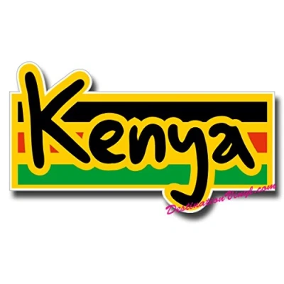 Image of 2 x Glossy Vinyl Stickers Kenya Kenyan Flag Small Laptop Decal #0152 (As Shown.)