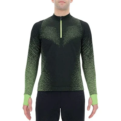 Image of UYN O102095 RUNNING EXCELERATION LONG SL.ZIP UP T shirt Men&#039;s Black/Fluo Yellow XXL