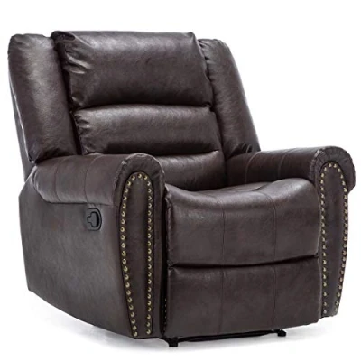 Image of More4Homes DENVER BONDED LEATHER RECLINER ARMCHAIR w STUD SOFA HOME LOUNGE CHAIR RECLINING (Brown)