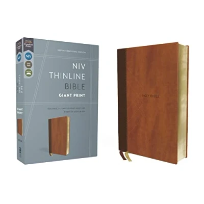 Image of Niv, Thinline Bible, Giant Print, Leathersoft, Brown, Red Letter, Comfort Print: New International Version, Thinline, Print