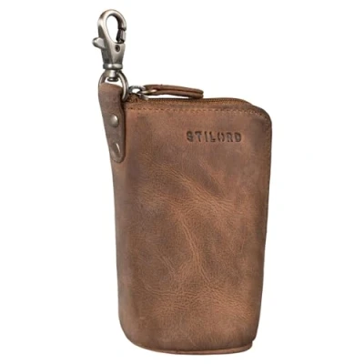 Image of STILORD &#039;Tanner&#039; Key Pouch Leather Case Car Holder with Fob Mini Wallet RFID Vintage Genuine Leather, Colour:Middle Brown