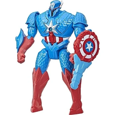 Image of Marvel Hasbro Avengers Mech Strike Monster Hunters Hunter Suit Captain America Toy, 20 cm scale Deluxe Figure, Ages 4 and Up, Multicolor,F5072