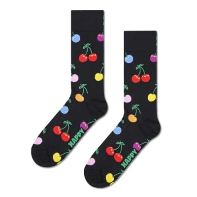 Image of Happy Socks Cherry SOCK Unisex Socks, Size: 7.5 11.5, Black multi