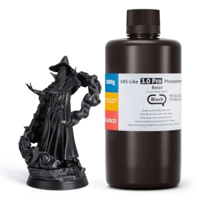 Image of ELEGOO ABS Like 3.0 Pro Resin Black 1000g, Upgraded 3D Printing for Higher Heat and Scratch Resistance, Compatible with Most LCD/DLP Light Curing Printers
