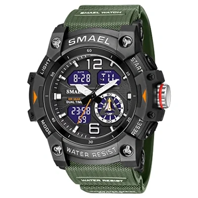 Image of AIMES Men&#039;s Watches Outdoor Sports Waterproof Military Watch Tactical Digital Analog Wrist Date Multi Function Led Large Face Alarm Stopwatch for Man, Army green, L,