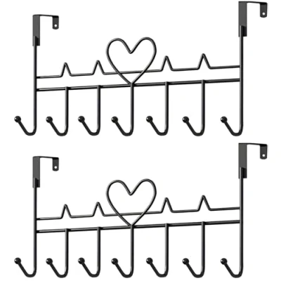 Image of WBDXWB Over The Door Hook, Hanger for Coat, Towel, Bag, Robe (2 Pack, Black)