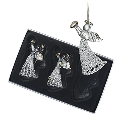 Image of Heaven Sends Set of 3 Christmas Glass Angel Hanging Decorations 6cm Decoration for Home Gift Idea Ornaments Tree