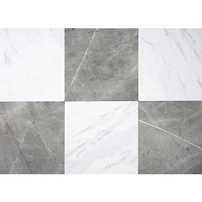 Image of Chris Loves Julia FloorPops 12 in by Grey &amp; White Marble Bonneville Peel Stick Floor Tiles