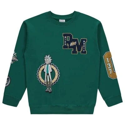 Image of Rick and Morty Mens Sweatshirt Multi Print &amp; Morty, Summer, Squanchy Classic Crewneck, Green, XL