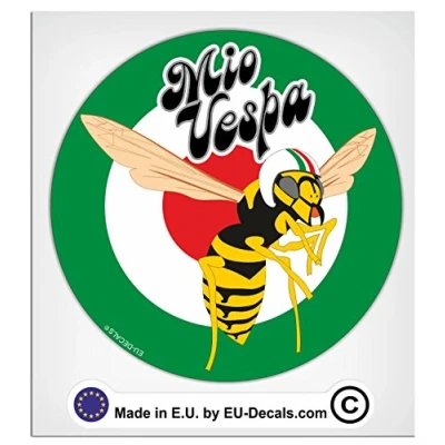 Image of 100mm 4&#039;&#039; the MioVespa wasp logo in green target mod Laminated Decal Sticker by Collection