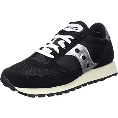Image of Saucony Mens Jazz Original Vintage Sneaker, Blk Silver Wht, 5 UK