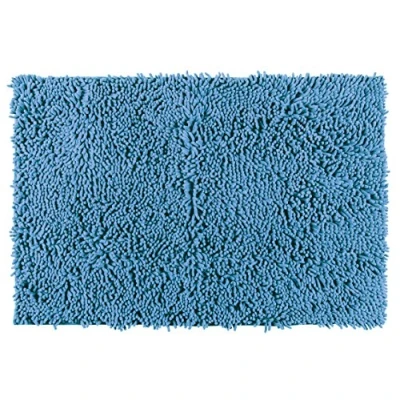 Image of WENKO 22340100 Bathroom mat chenille Ocean Blue shower mat, Polyester, 50 x 80 cm,