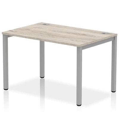 Image of Impulse Bench Single Row 1200 Silver Frame Office Desk Grey Oak