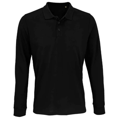 Image of SOLS Unisex Adult Prime Pique Long Sleeved Polo Shirt (Black) Size Large