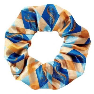 Image of Wicked Shiz University Hair Scrunchie Blue, White &amp; Gold