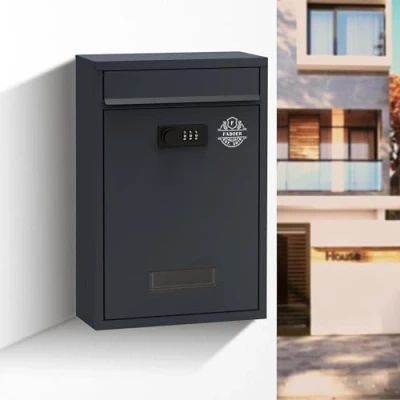 Image of Faboer Letter Mail Post Box, Wall Mounted Letterbox, Mailbox, Combination Lock, Viewing Windows, Nameplate, Easy to Install, 8.5 x 21.5 32 cm, Anthracite Grey