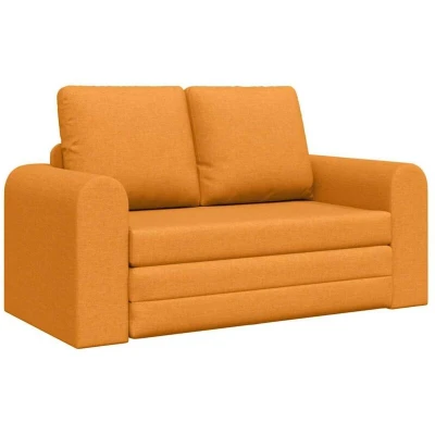 Image of vidaXL Floor Sofa Bed 2 in 1 Dark Yellow 148x71x83 cm Fabric