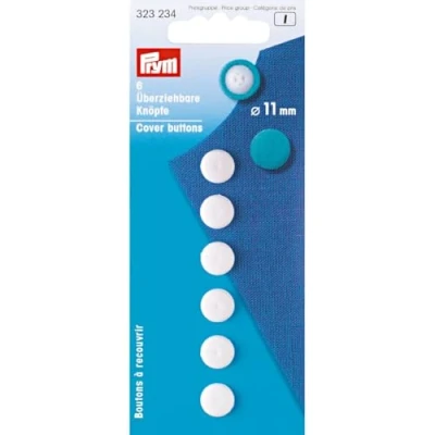 Image of Prym Cover Buttons, White, 11 mm