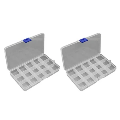 Image of perfk 2pcs Guitar Pick Plectrum Box Case Blank 15 Grids for Instrument Picks