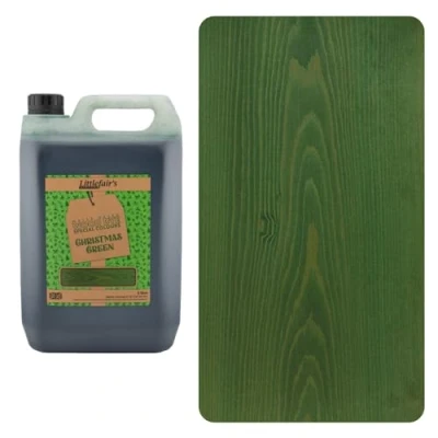Image of Littlefair&#039;s Water Based Wood Dye Special Colours Range Indoor and Outdoor Use Environmentally Friendly Christmas Green (5ltr)