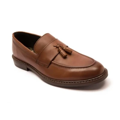 Image of Thomas Crick &#039;Clinton&#039; Men&#039;s Leather Tassel Formal Loafer Shoes Tan