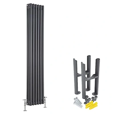 Image of Milano Windsor Anthracite Cast Iron Style Vertical Triple Column Radiator Feet 1800mm x 290mm